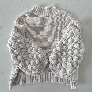 Bubble Sleeve Cream Knit Sweater